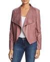 Bagatelle Draped Faux Leather Jacket In Rouge