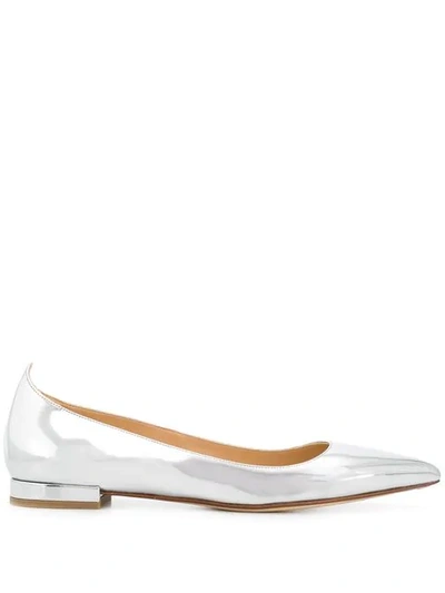 Francesco Russo Metallic Ballet Flat In Silver