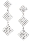 Alessandra Rich Square Crystal Three Tier Drop Earrings In Metallic
