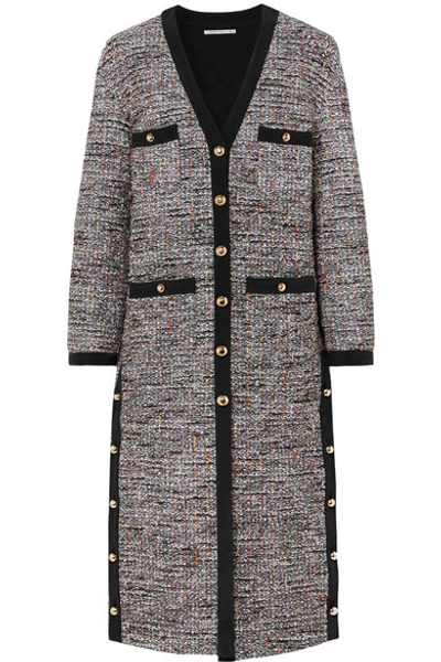 Alessandra Rich Button-embellished Boulcé-tweed Cardigan In Gray