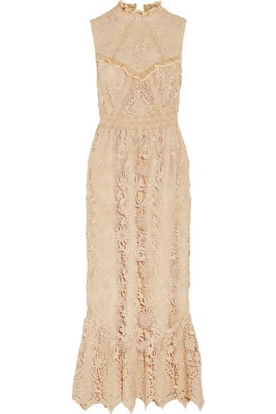 Anna Sui Romantique Ruffled Crocheted Lace Maxi Dress