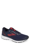 Brooks Ghost 11 Running Shoe In Navy/ Red/ White