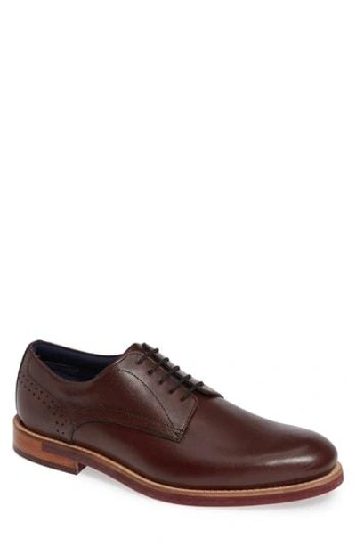 Ted Baker Men's Jhorge Mixed Leather Plain-toe Oxfords In Dark Red Leather