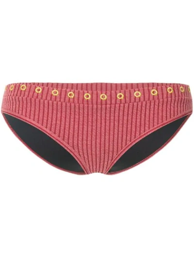 Duskii Hamptons Striped Bikini Bottoms In Pink