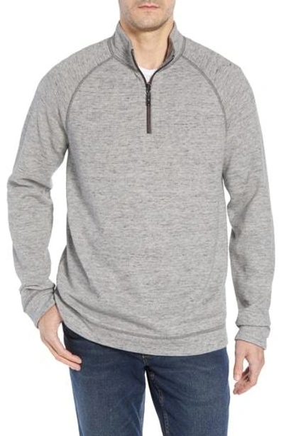 Tommy Bahama On The Doubles Mock Neck Quarter Zip Pullover In Steel Wool