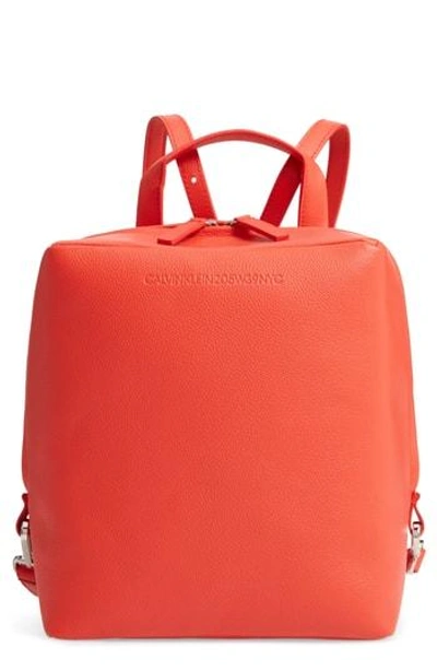 Calvin Klein 205w39nyc Cube Leather Backpack - Red In Campari