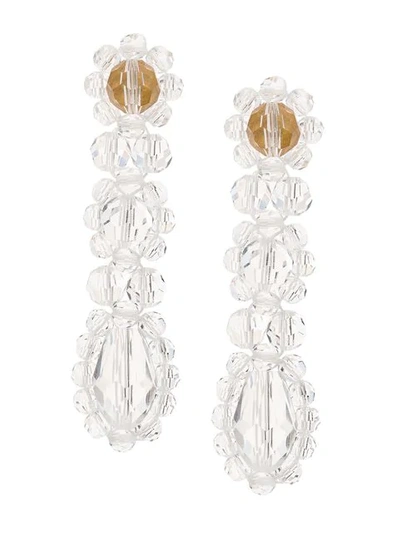 Simone Rocha Triple Drop Earrings In White