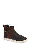 Olukai Pehuea Pa'i Genuine Shearling Sneaker Boot In Dark Koa/ Dark Koa Leather