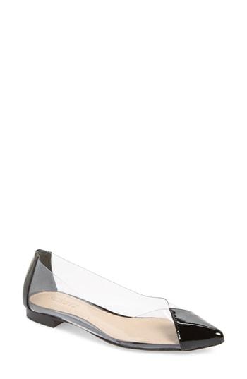 schutz clear pointy toe flat