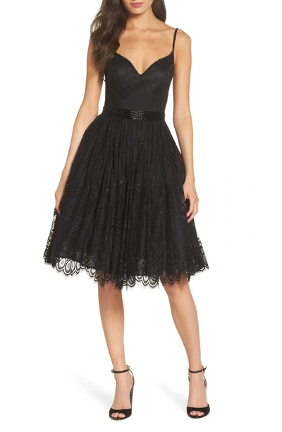 Mac Duggal Lace Fit & Flare Cocktail Dress In Black