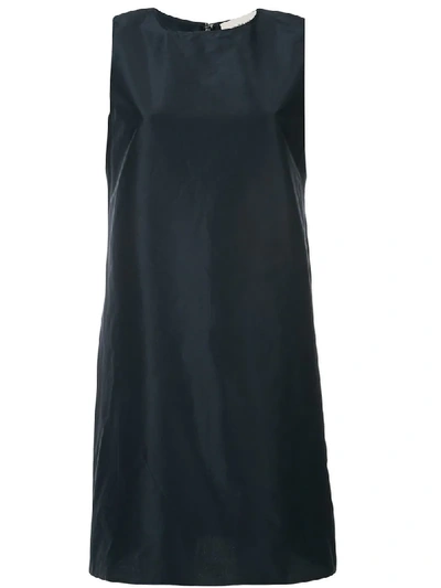 Mansur Gavriel Navy Cotton Silk Taffeta Mini Dress In Black