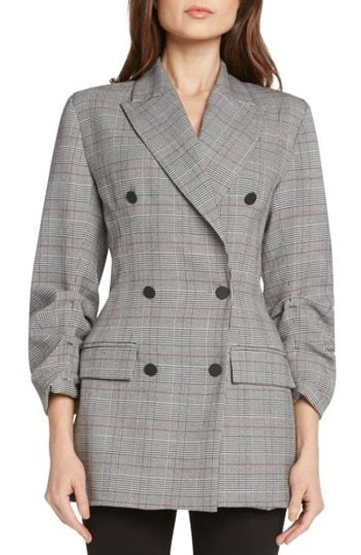 Willow & Clay Double Breasted Plaid Jacket In Black