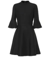 Valentino Bell-sleeve Wool And Silk-blend Crepe Dress In Black