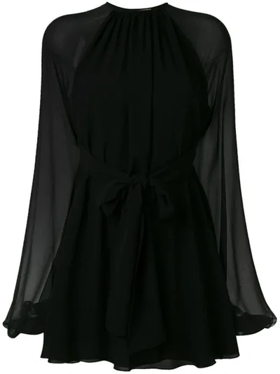 Saint Laurent Silk Georgette Tunic In Nero