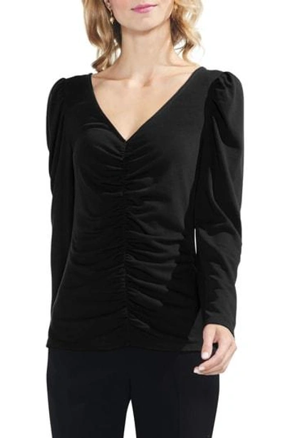 Vince Camuto Puff Shoulder Cinched Top In Rich Black