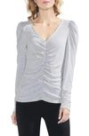Vince Camuto Puff Shoulder Cinched Top In Light Heather Grey