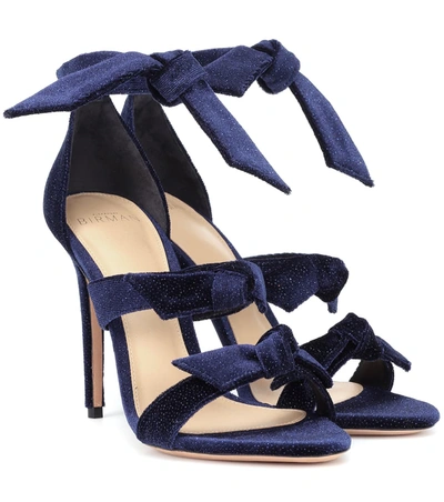 Alexandre Birman Lolita Velvet Sandals In Blue