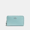 Coach Medium Zip Around Wallet In Light Turquoise/silver