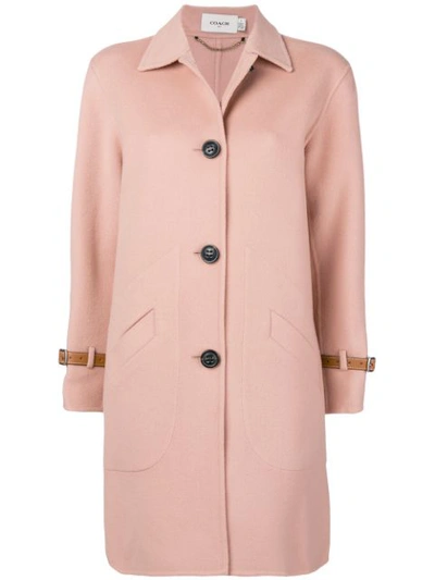 Coach Single Breasted Coat In Pink
