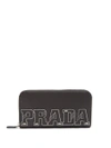 Prada - Letter Zip Around Leather Wallet - Mens - Black