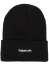 Paterson Embroidered Logo Beanie In Black