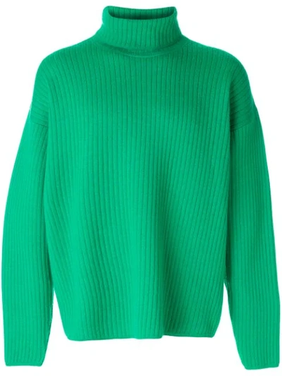 Ami Alexandre Mattiussi Oversize Turtleneck Ribbed Sweater In Green