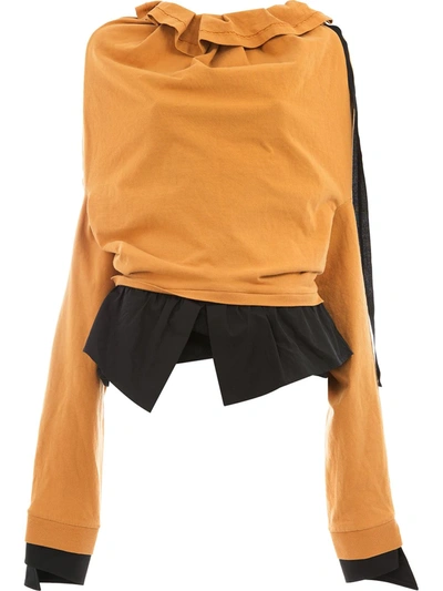 Aganovich Ruffle Neck Sweatshirt In Yellow