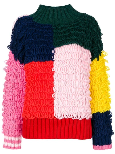 Mira Mikati Color-block Loop-knit Turtleneck Sweater In Pink