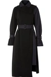 Sacai Wool And Cotton-gabardine Trench Coat In Black