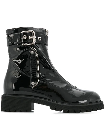 Giuseppe Zanotti Patent-leather Combat Boots In Black