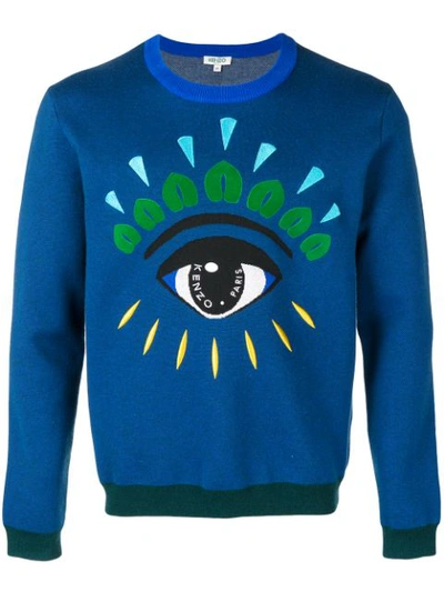 Kenzo Pull With Embroidered Eye In Blue