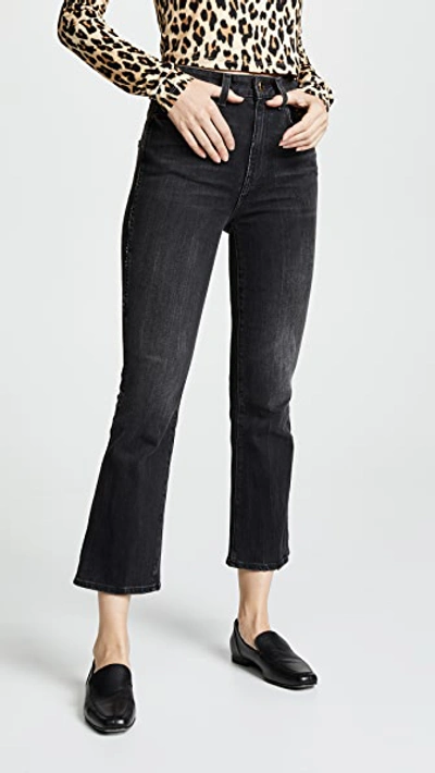 Khaite Benny Crop Flare Jeans In Vintage Black