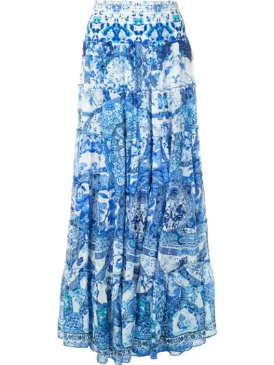 Camilla Sheer Tiered Maxi Skirt / Dress In Blue