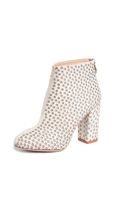 Charlotte Olympia Sparkling Star Booties In Antique White