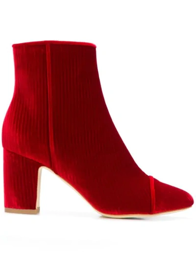 Polly Plume Chunky Heeled Boots - Red In Red