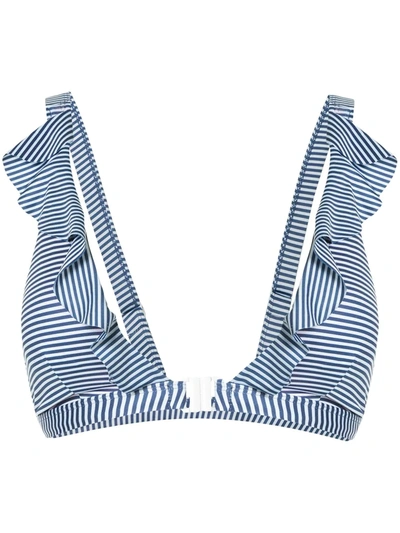 Duskii Ruffled Striped Triangle Bikini Top In Multicolour