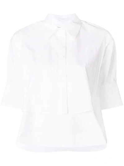 Carven Cropped Poplin Shirt In White