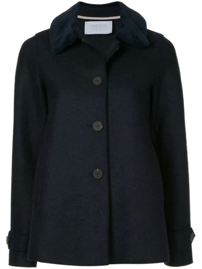 Harris Wharf London Loden Faux Fur Trimmed Jacket In Blue