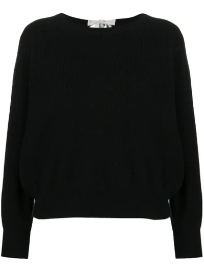 Allude Tie Back Knit Top In Black