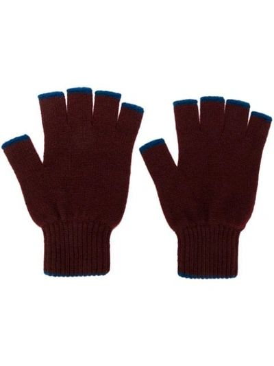 Pringle Of Scotland Fingerless Gloves In Red