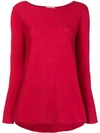 Snobby Sheep Boat Neck Jumper In Red