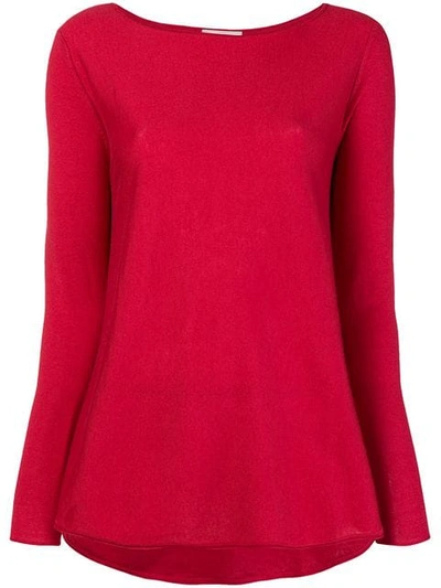Snobby Sheep Boat Neck Jumper In Red