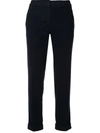 Aspesi Cuff Cropped Trousers In Blue