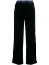 Aspesi Velvet Cropped Trousers In Blue