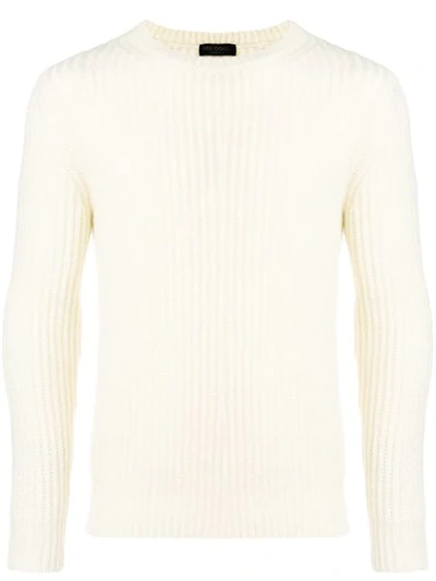 Dell'oglio Ribbed Knit Sweater In White