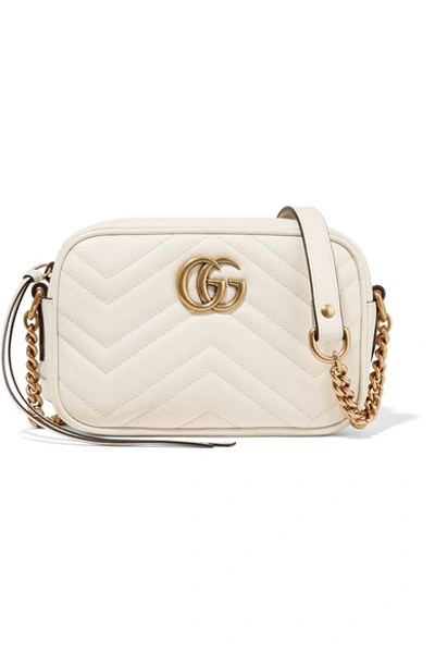 Gucci Gg Marmont Camera Mini Quilted Leather Shoulder Bag In White