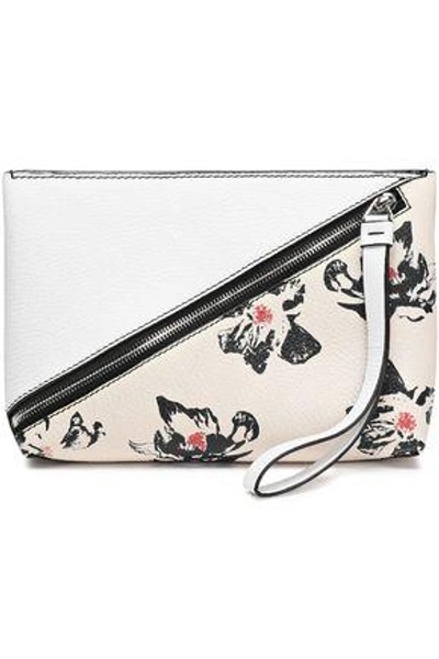 Proenza Schouler Woman Floral-print Textured-leather Clutch White