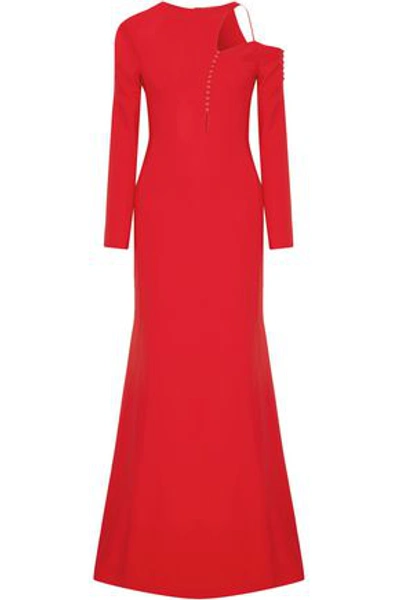 Antonio Berardi Cutout Button-detailed Cady Gown In Red