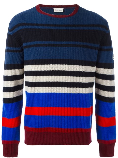 Moncler Contrast Stripe Ribbed Sweater | ModeSens