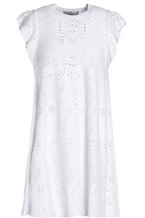 Valentino Woman Ruffle-trimmed Cutout Stretch-knit Mini Dress White ...